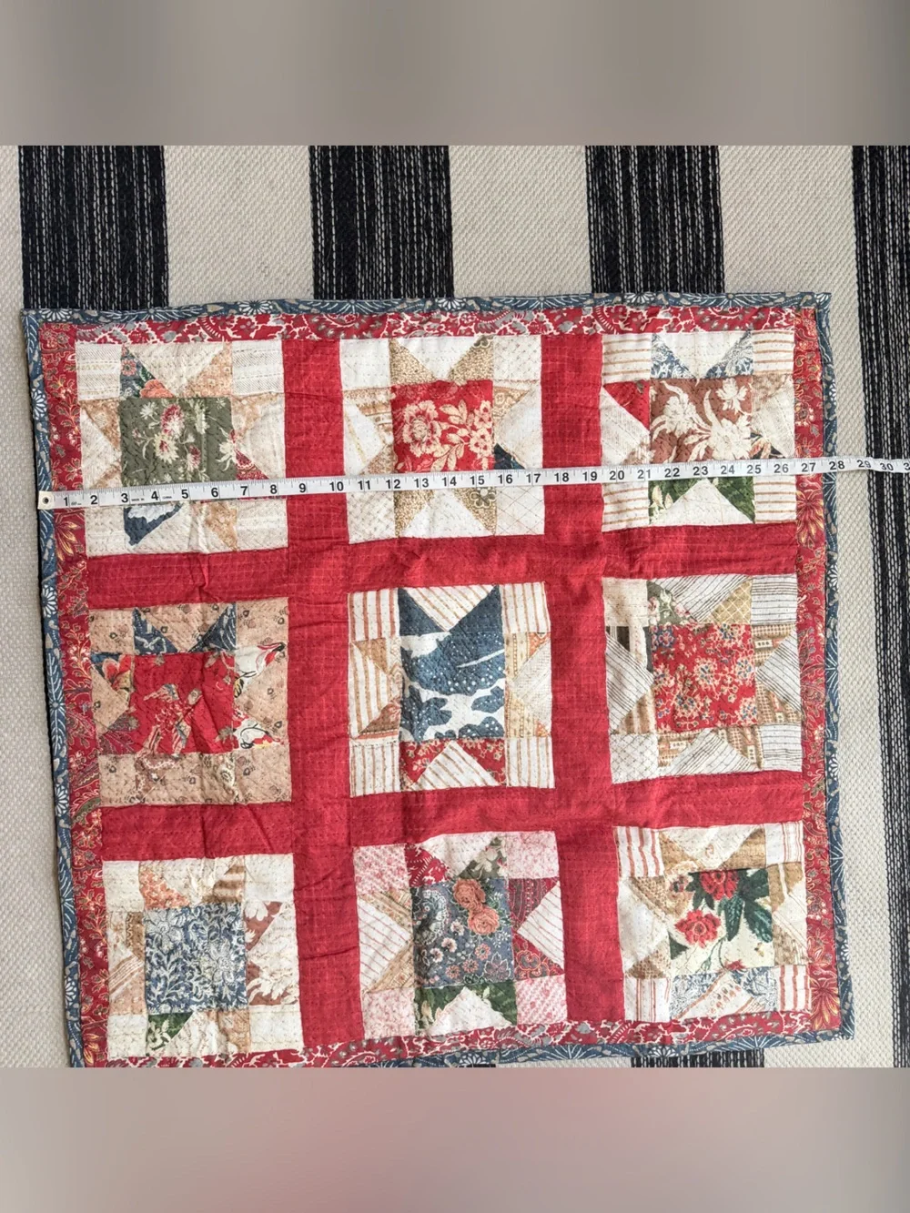 Pottery Barn Emerson Reversible Quilted Sham Red Patchwork Star Pillow Case New